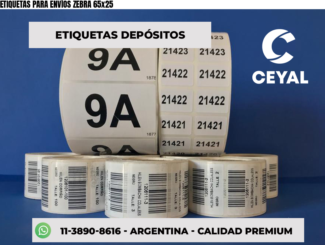 ETIQUETAS PARA ENVÍOS ZEBRA 65x25