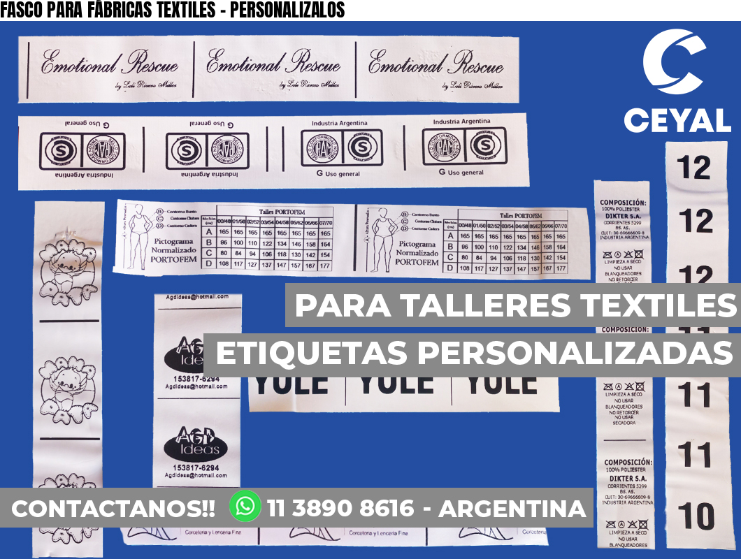 FASCO PARA FÁBRICAS TEXTILES – PERSONALIZALOS