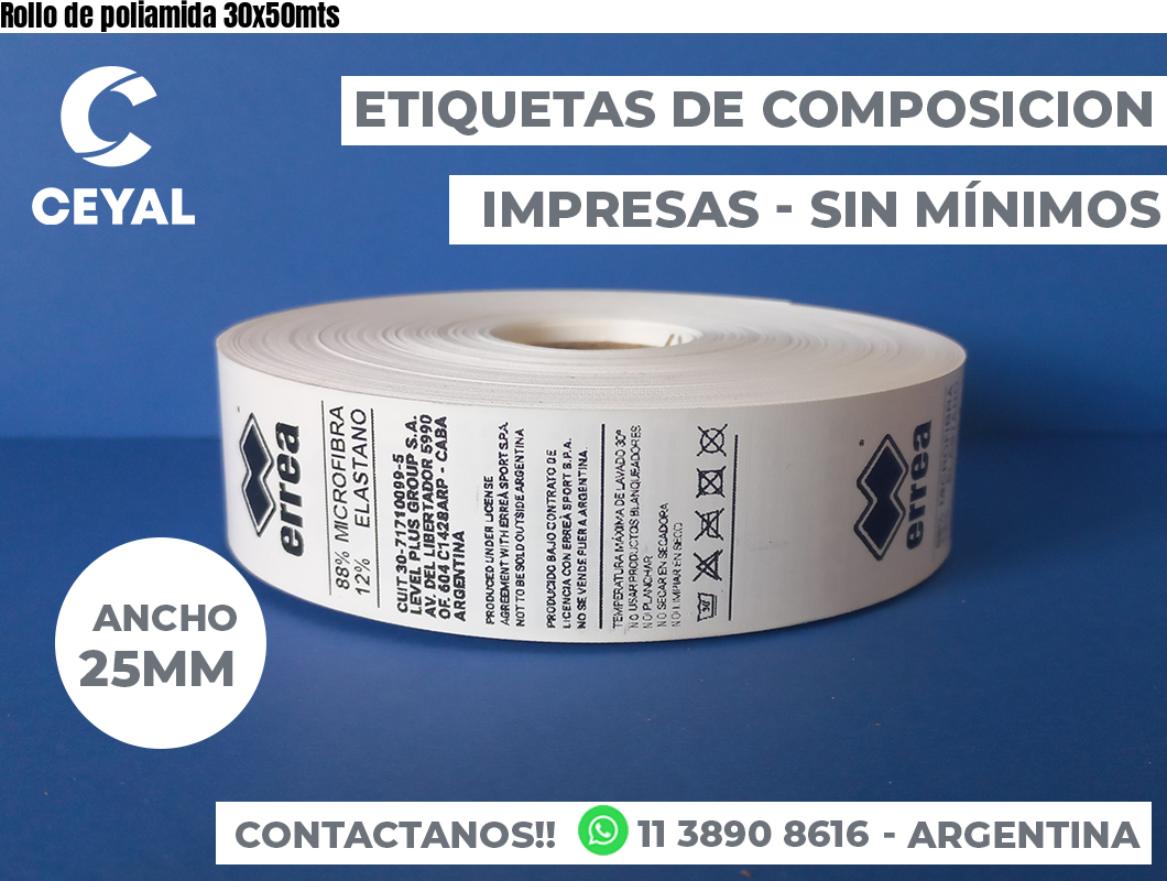 Rollo de poliamida 30x50mts