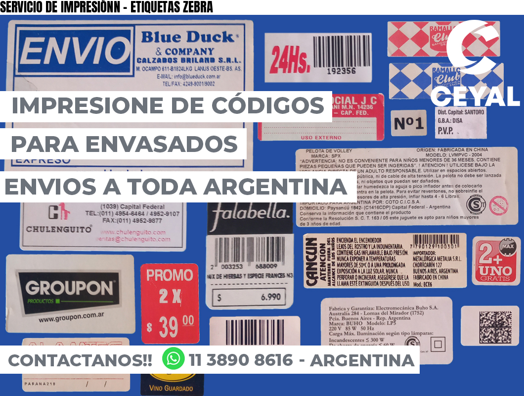 SERVICIO DE IMPRESIÓNN – ETIQUETAS ZEBRA