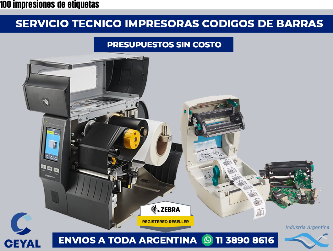 100 impresiones de etiquetas