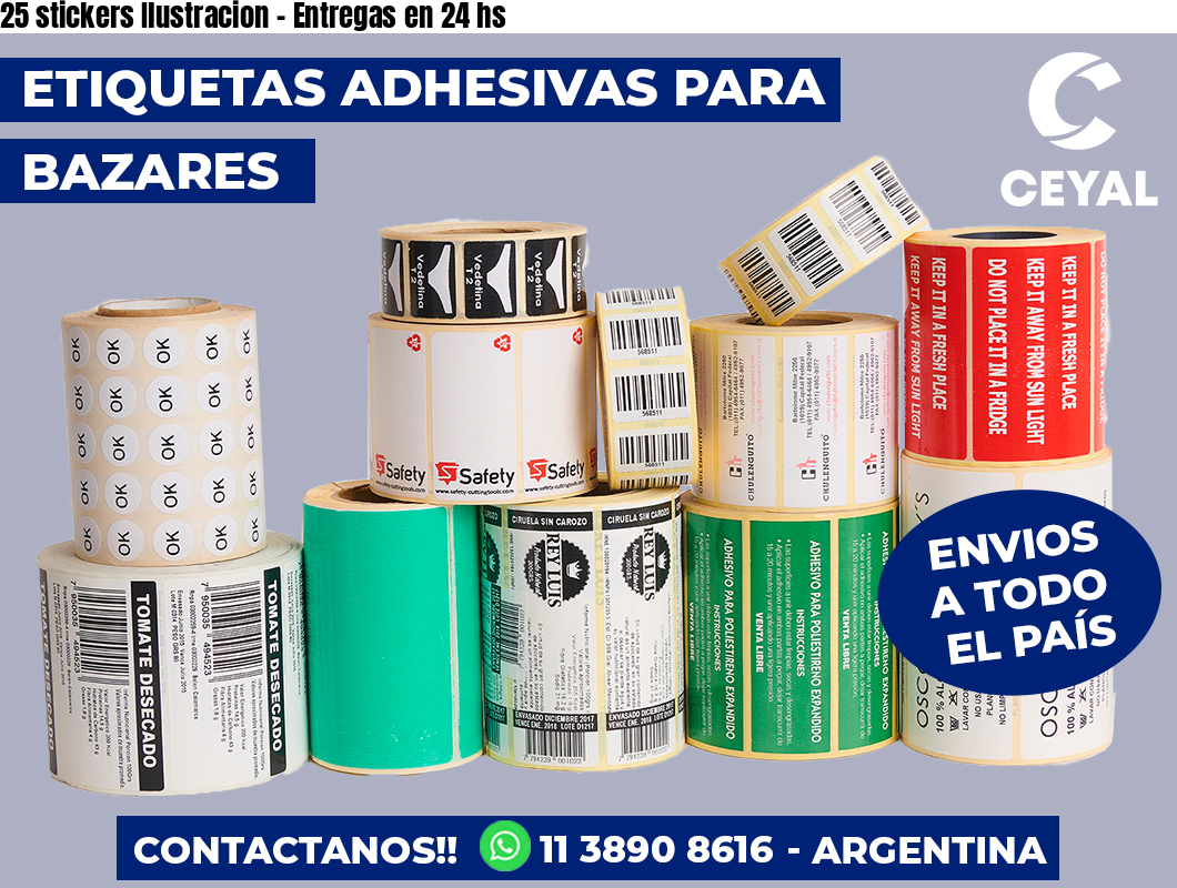 25 stickers Ilustracion - Entregas en 24 hs