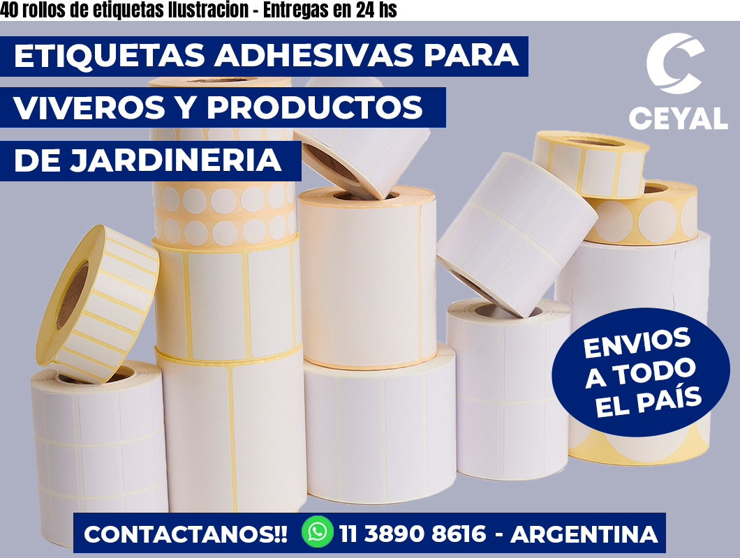 40 rollos de etiquetas Ilustracion - Entregas en 24 hs