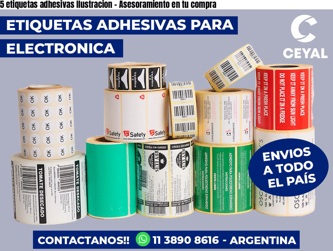 5 etiquetas adhesivas Ilustracion – Asesoramiento en tu compra