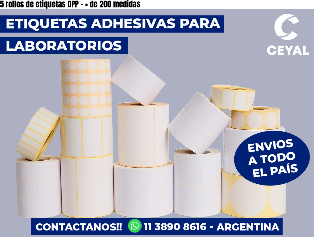5 rollos de etiquetas OPP – + de 200 medidas