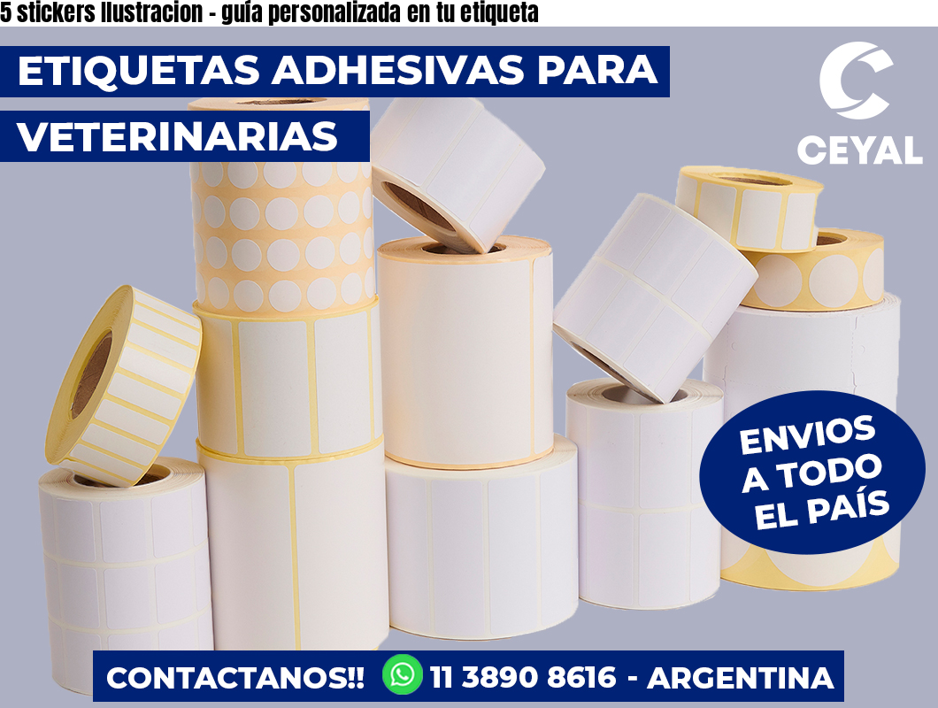 5 stickers Ilustracion – guía personalizada en tu etiqueta