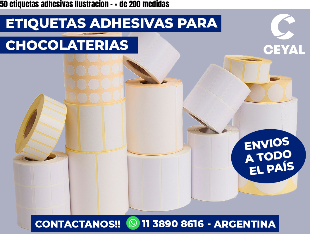 50 etiquetas adhesivas Ilustracion – + de 200 medidas