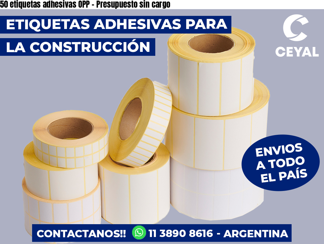 50 etiquetas adhesivas OPP – Presupuesto sin cargo