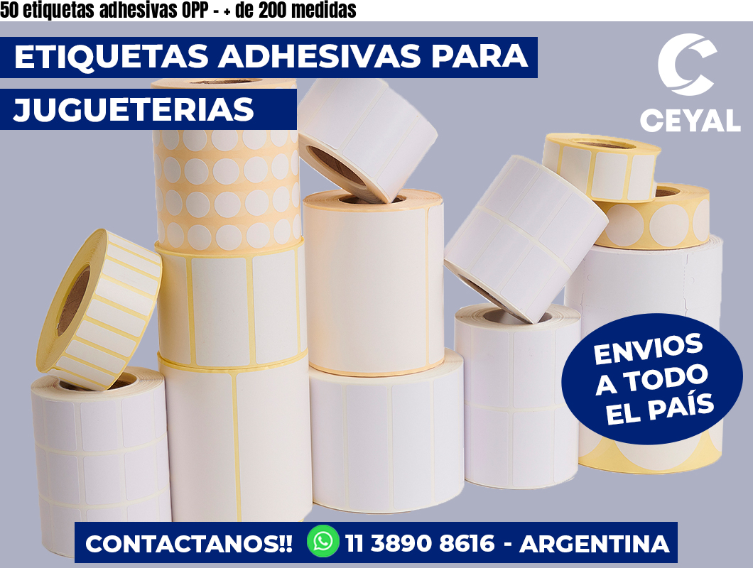 50 etiquetas adhesivas OPP - + de 200 medidas