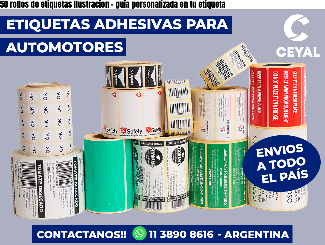 50 rollos de etiquetas Ilustracion - guía personalizada en tu etiqueta