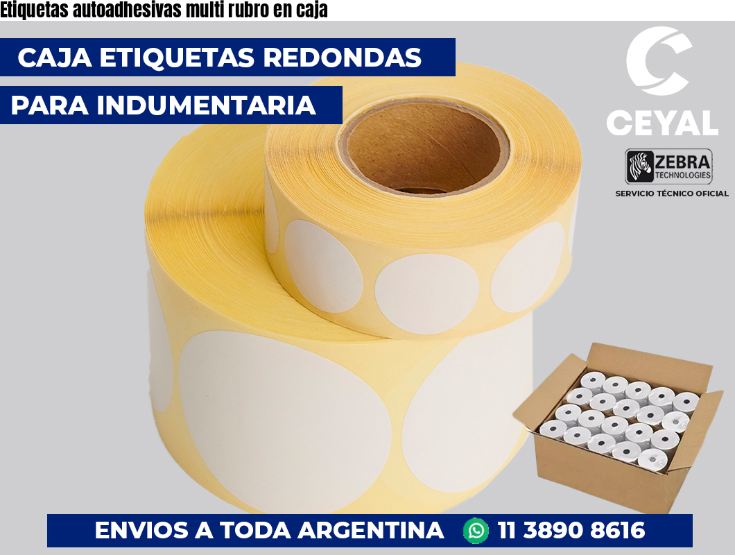 Etiquetas autoadhesivas multi rubro en caja