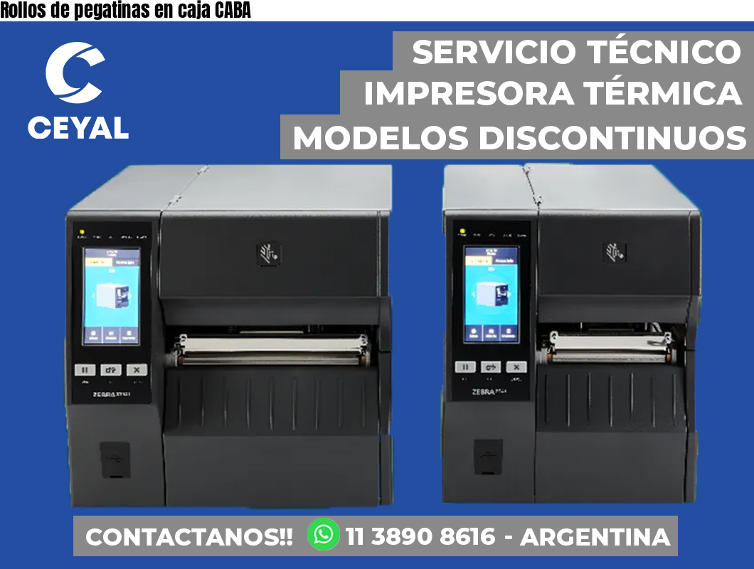 Rollos de pegatinas en caja CABA