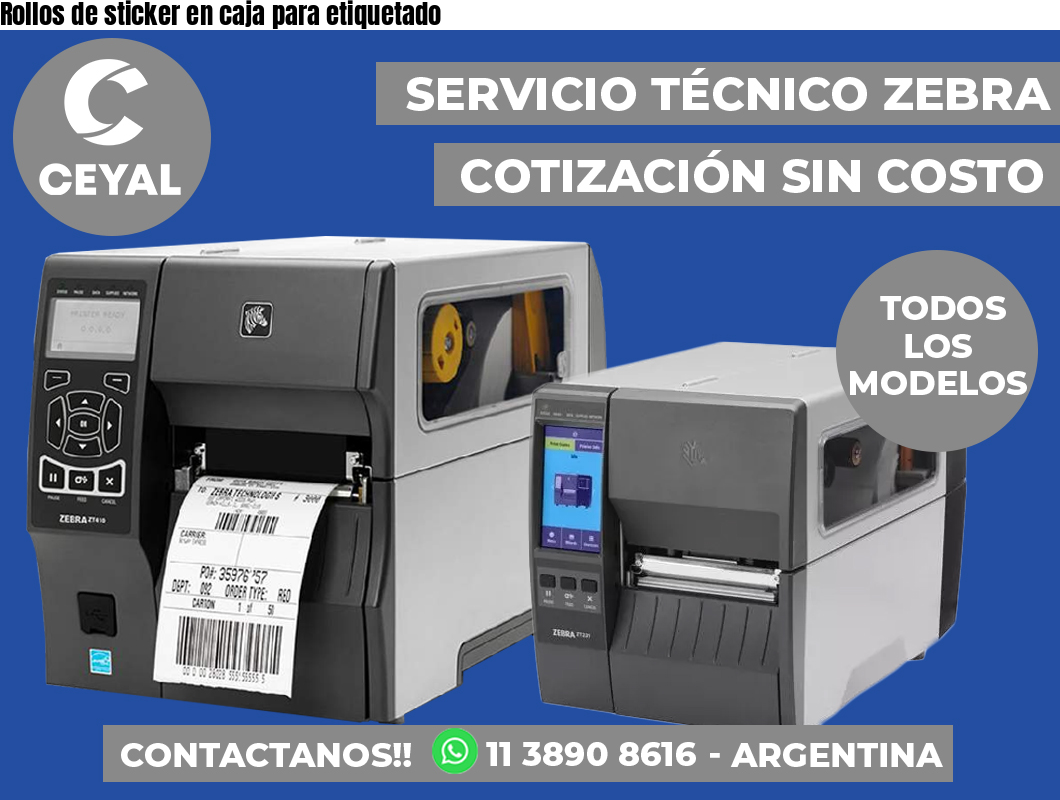 Rollos de sticker en caja para etiquetado