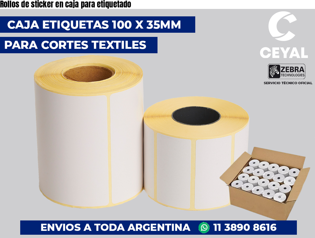 Rollos de sticker en caja para etiquetado
