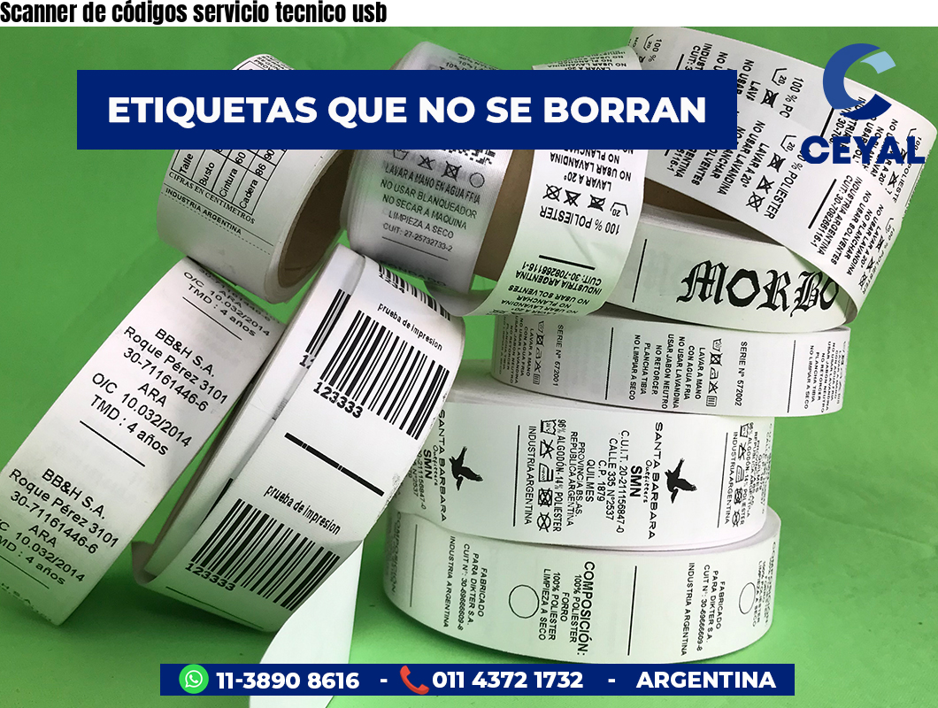 Scanner de códigos servicio tecnico usb