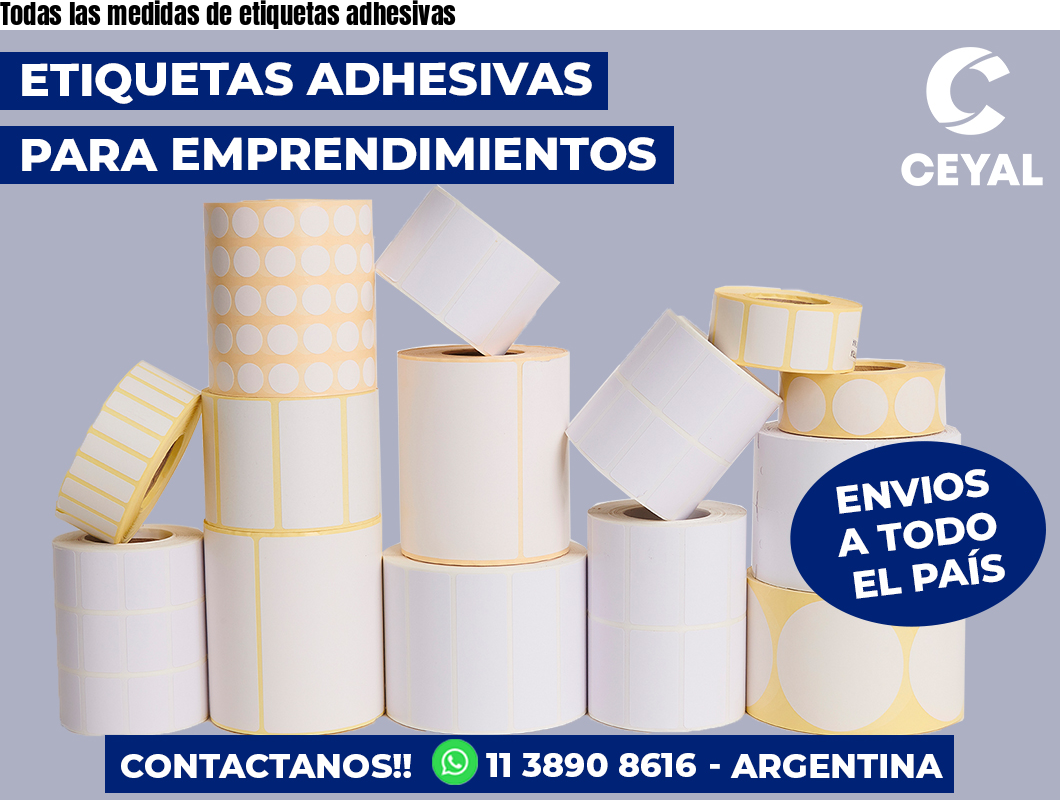 Todas las medidas de etiquetas adhesivas