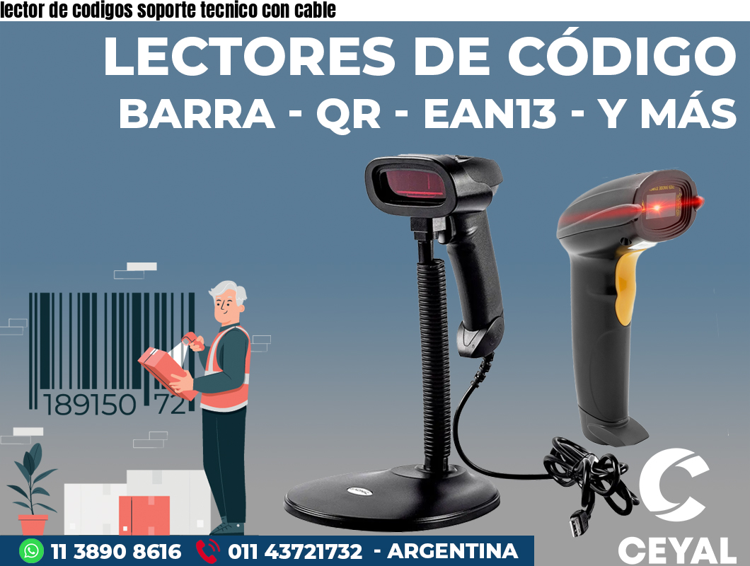 lector de codigos soporte tecnico con cable