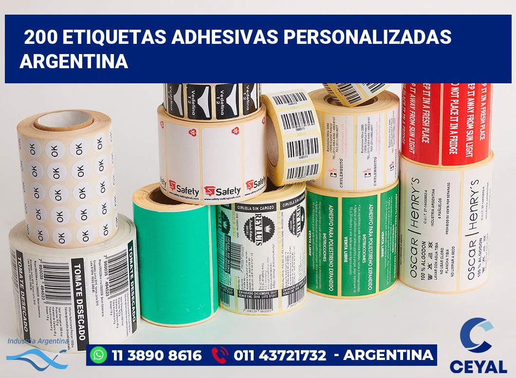 200 Etiquetas adhesivas personalizadas argentina