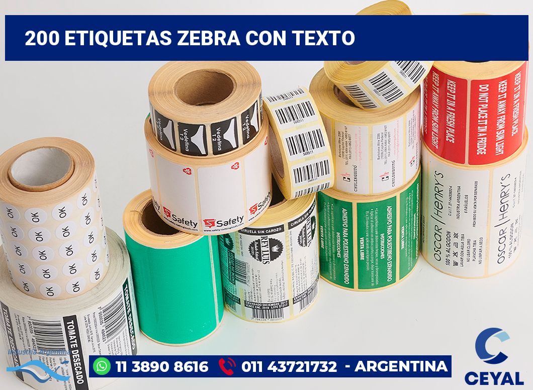200 Etiquetas zebra con texto