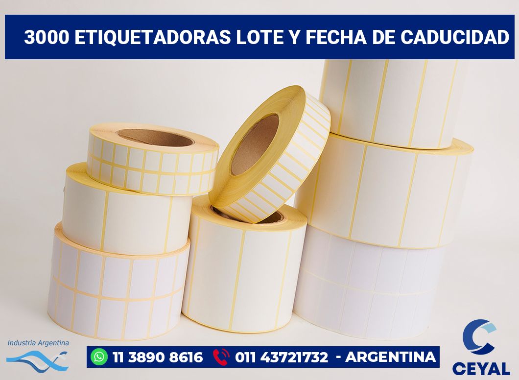 3000 Etiquetadoras lote y fecha de caducidad