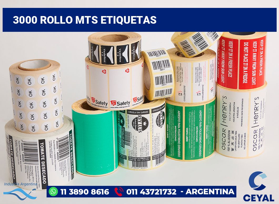 3000 Rollo mts etiquetas
