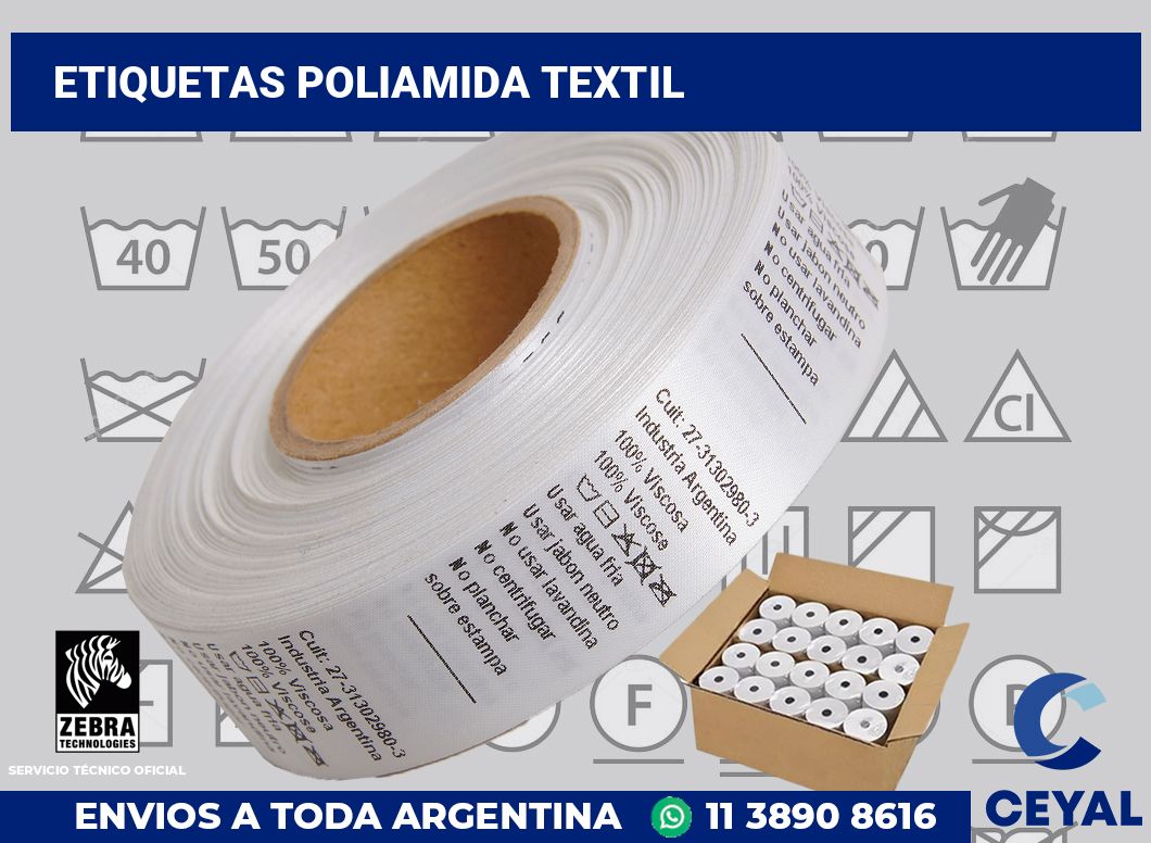 Etiquetas poliamida textil