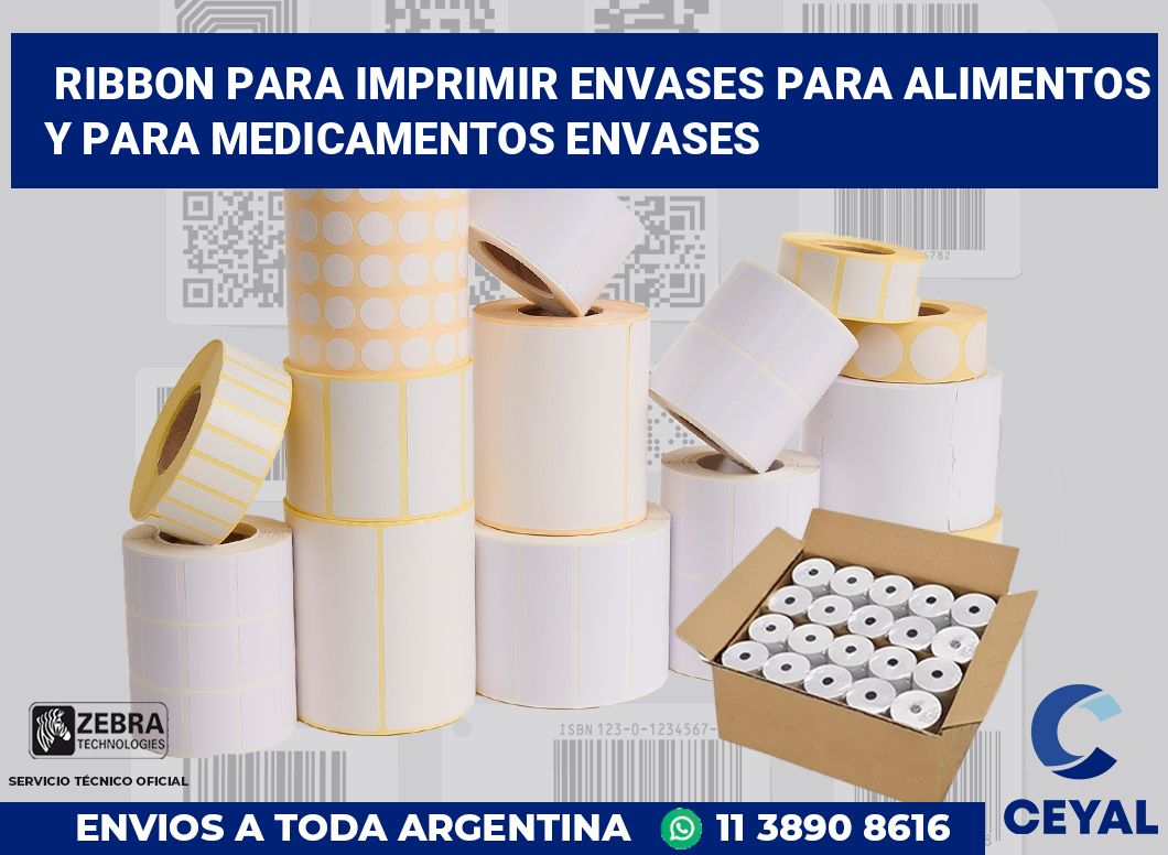 Ribbon para imprimir Envases para alimentos y para medicamentos Envases