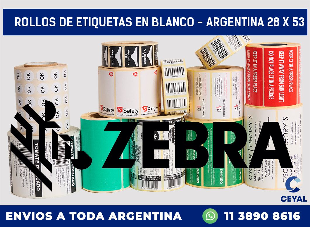 Rollos de etiquetas en blanco – Argentina 28 x 53