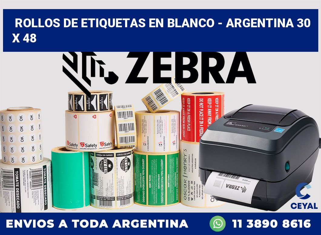 Rollos de etiquetas en blanco – Argentina 30 x 48