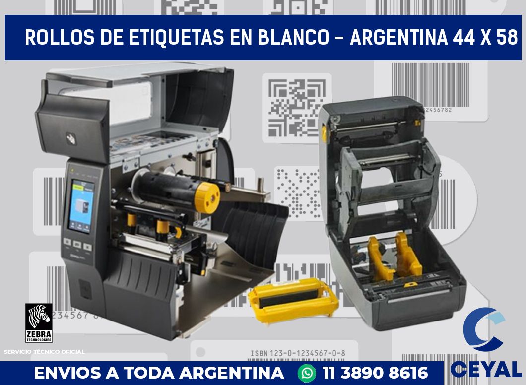 Rollos de etiquetas en blanco - Argentina 44 x 58