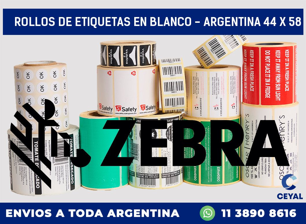 Rollos de etiquetas en blanco – Argentina 44 x 58