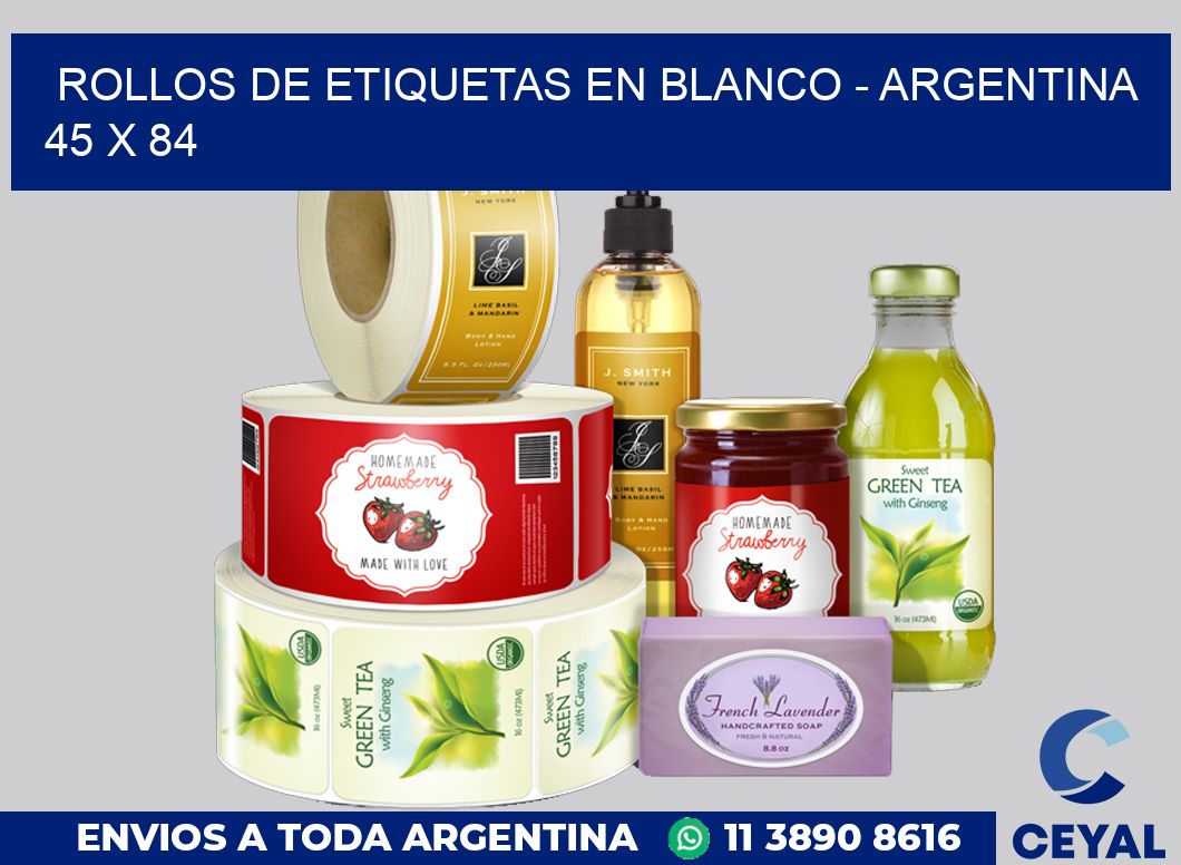 Rollos de etiquetas en blanco – Argentina 45 x 84