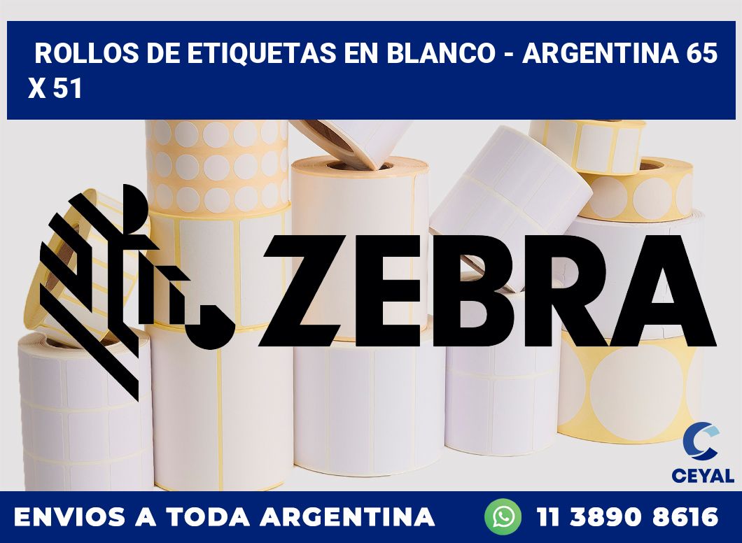 Rollos de etiquetas en blanco - Argentina 65 x 51