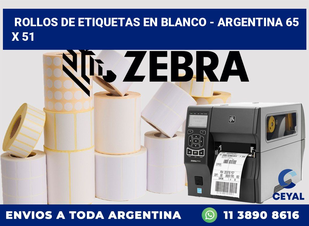 Rollos de etiquetas en blanco – Argentina 65 x 51