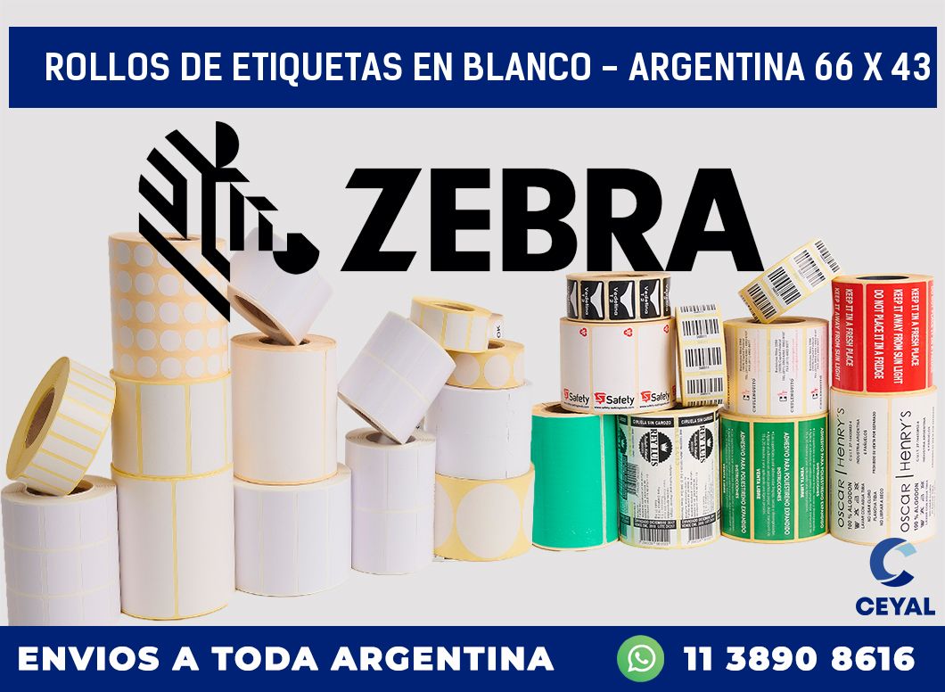 Rollos de etiquetas en blanco - Argentina 66 x 43