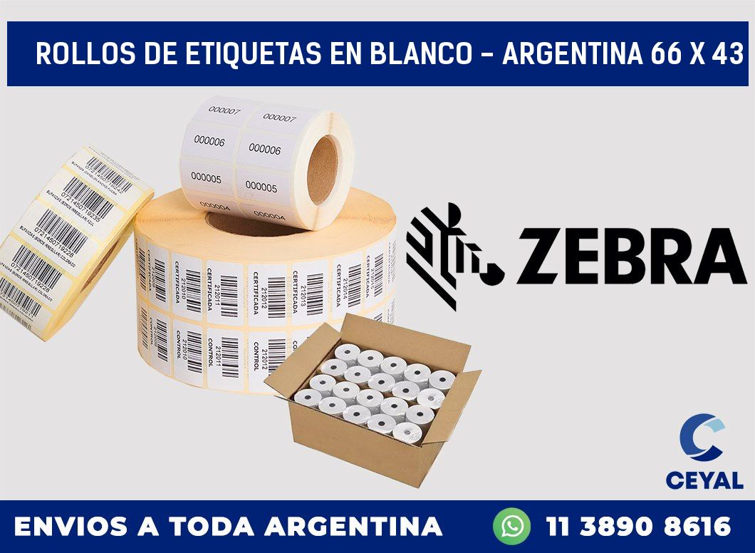 Rollos de etiquetas en blanco – Argentina 66 x 43