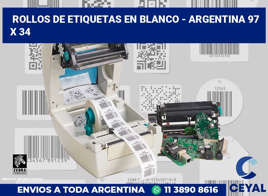 Rollos de etiquetas en blanco - Argentina 97 x 34