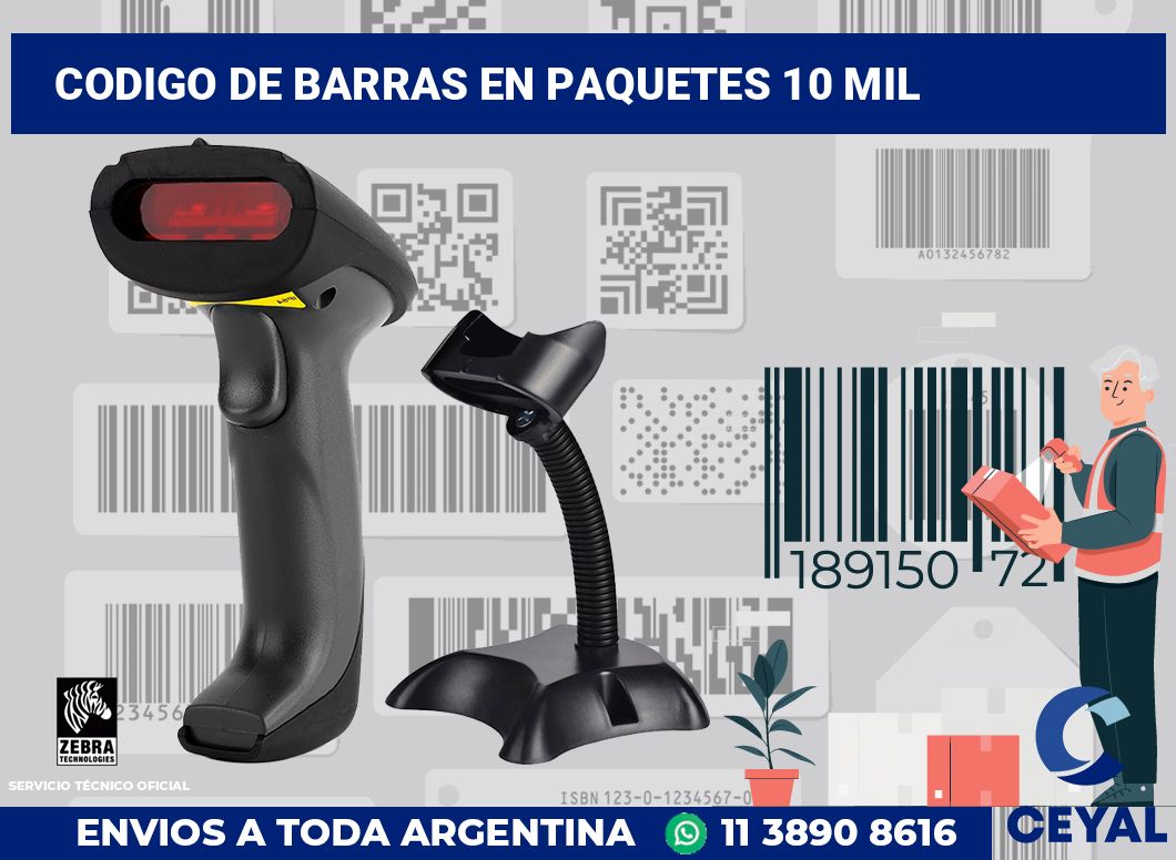 codigo de barras en paquetes 10 mil