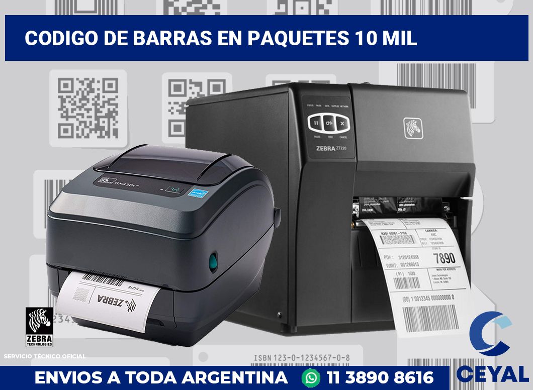 codigo de barras en paquetes 10 mil
