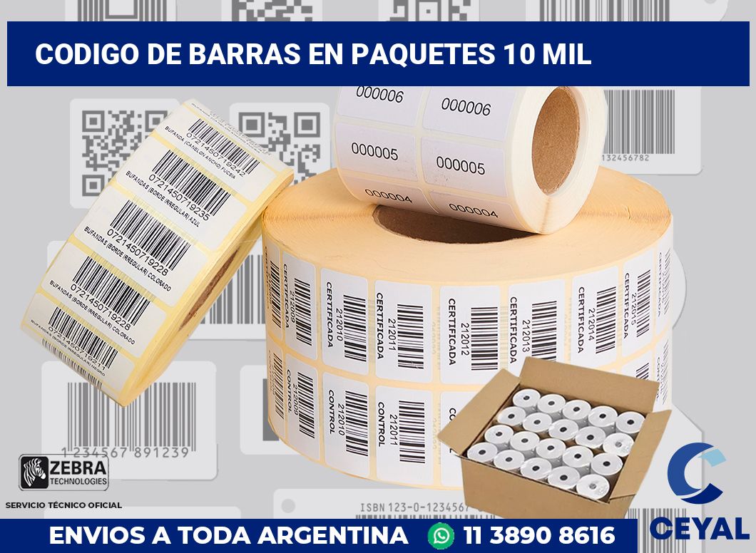 codigo de barras en paquetes 10 mil