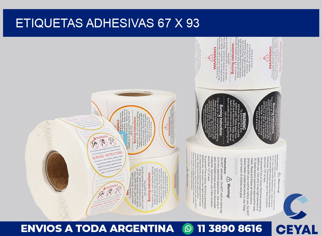 etiquetas adhesivas 67 x 93