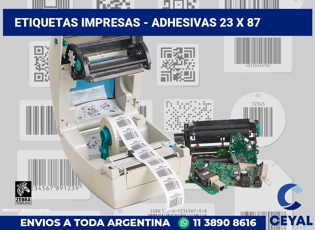 etiquetas impresas - Adhesivas 23 x 87