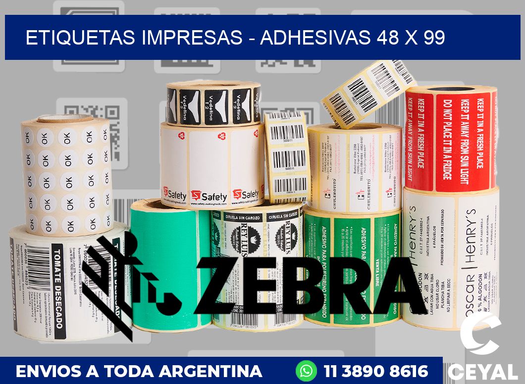 etiquetas impresas - Adhesivas 48 x 99
