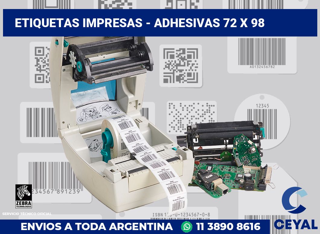 etiquetas impresas - Adhesivas 72 x 98