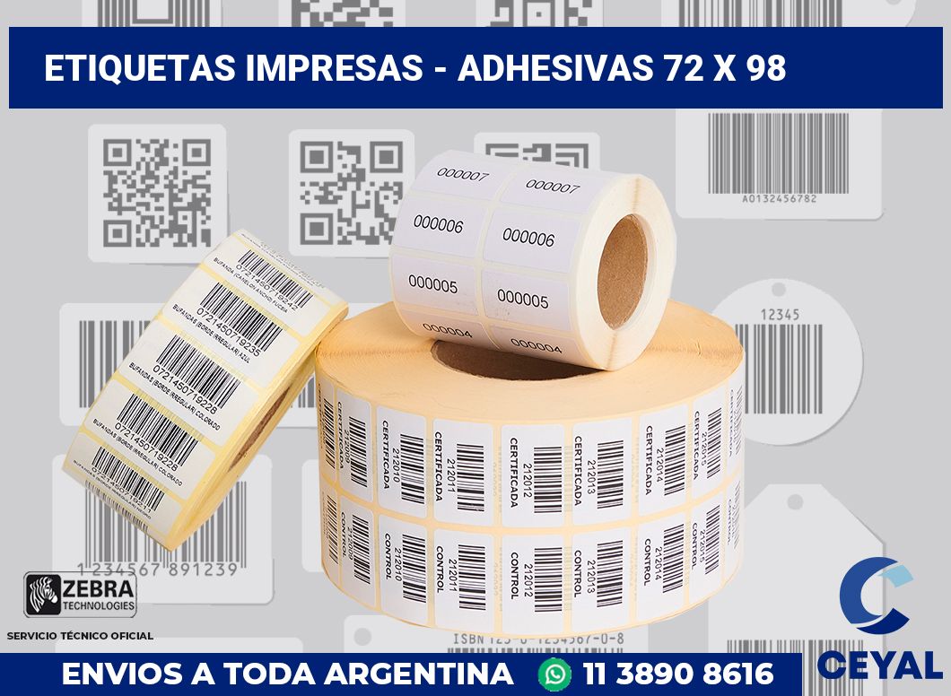 etiquetas impresas - Adhesivas 72 x 98