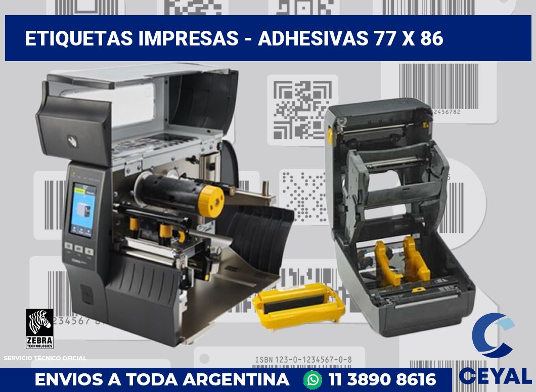 etiquetas impresas - Adhesivas 77 x 86