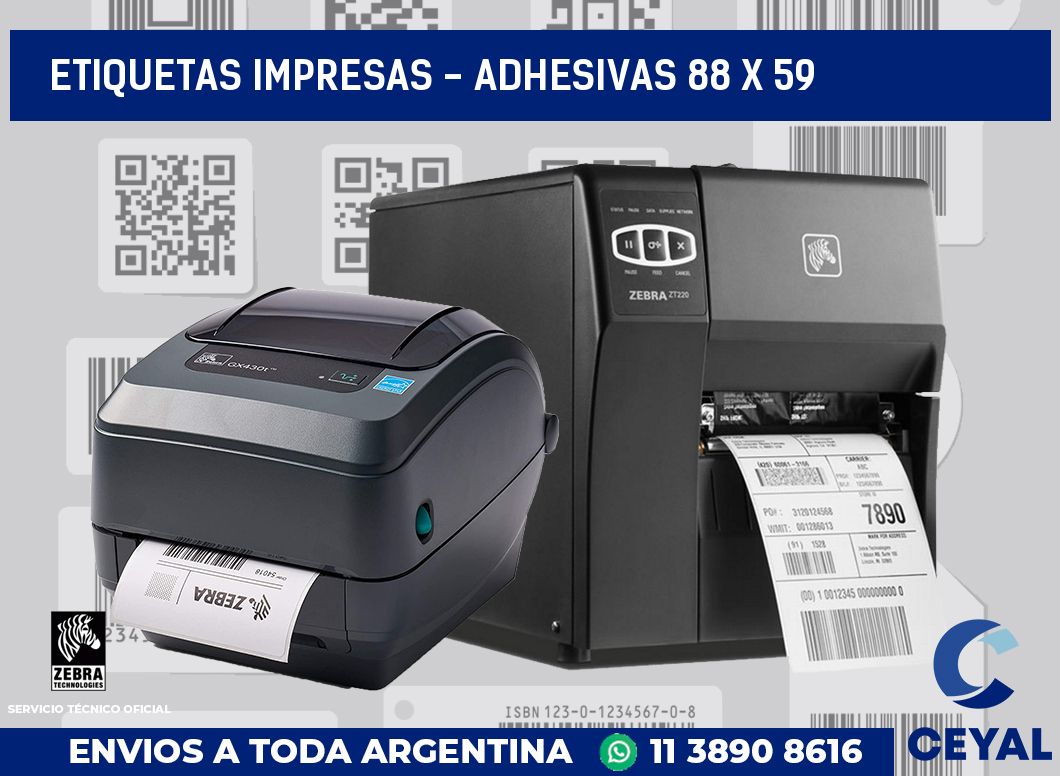 etiquetas impresas - Adhesivas 88 x 59