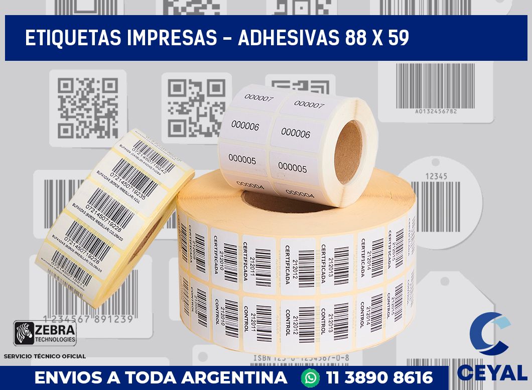 etiquetas impresas - Adhesivas 88 x 59