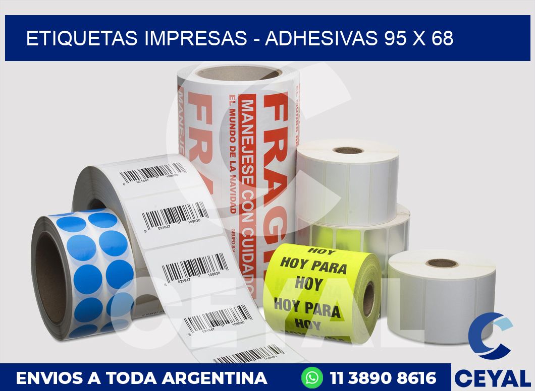 etiquetas impresas - Adhesivas 95 x 68