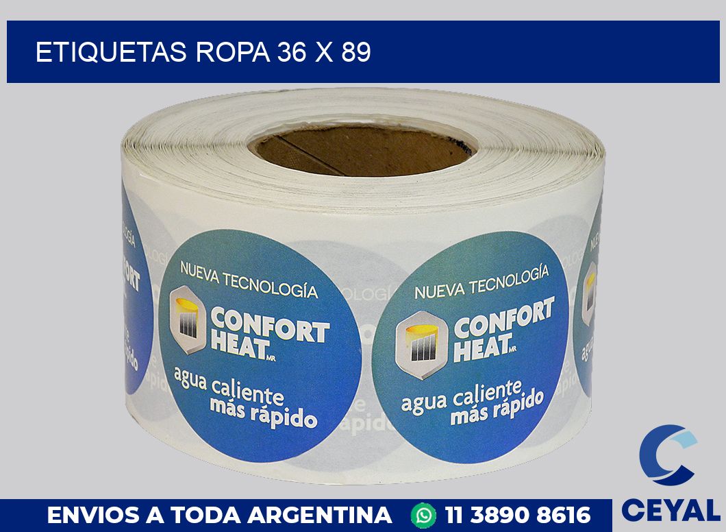 etiquetas ropa 36 x 89